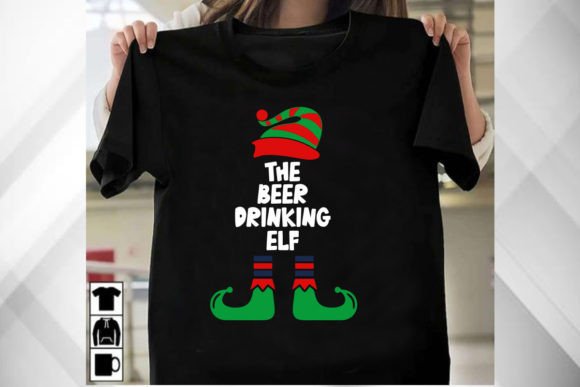 A Beer-Drinking Elf Graphic for Festive T-Shirt Designs